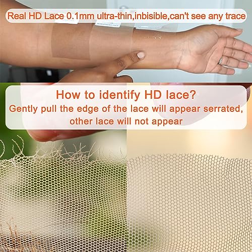 Derun 13x6 Real HD Lace Front Wig Human Hair 180% Density Straight Virgin Hair Invisible 0.1mm Ultra-thin Swiss Lace Glueless Bleached Knots Clean Hairline with Baby Hair for Women (18 Inch, 13¡¿6 ST)