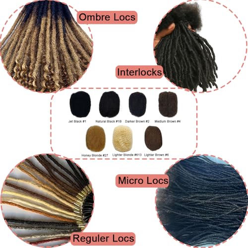 Tight Afro Kinky Human Hair for Dreadlocks,Ideal for Making Locs,Repair Extensions,Twist or Braids 4 Bundles/Package Natural Black #1B 8inch