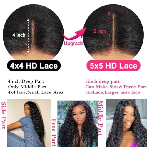Glueless Wigs Human Hair Pre Plucked Pre Cut Wear and Go Deep Wave Lace Front Wigs Human Hair for Beginners Upgraded No Glue 5x5 Hd Lace Closure Wigs for Black Women 30 Inch