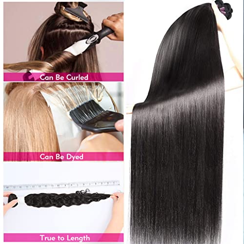 Younsolo Human Hair Bundles Straight Hair 4 Bundles 22 24 26 28 Inch Brazilian Virgin Hair 100% Unprocessed Natural Black Bundle