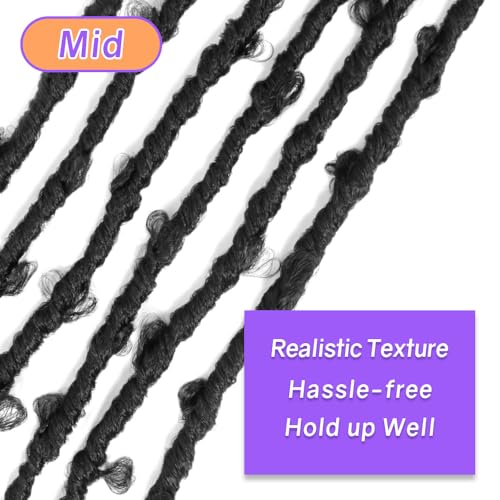 Crochet Butterfly Locs with Curly Ends 22 Inch, Boho Distressed Butterfly Locs Crochet Hair, Black Bohemian Goddess Faux Butterfly Braids with Curly Ends (6 Packs, 1B)