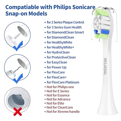Replacement Toothbrush Brush Heads Compatible with Philips Sonicare Electric Toothbrushes with Click-on System Dupont Bristles for Optimal Plaque Remove, Pack of 10, White
