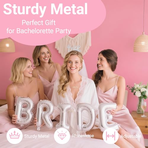 3Pcs Bride to Be Headband with Sash and Veil for Bachelorette Party Decorations, Bridal Shower Accessories for Gift, Favors - Silver