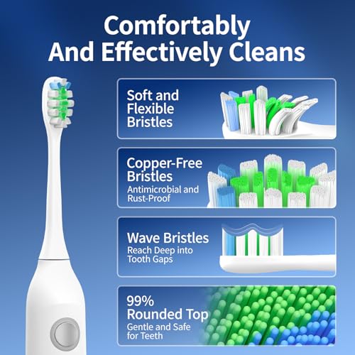 Sonic Vibrating Toothbrush with Pressure Sensor, Rechargeable Tooth Brush with 8 Brush Heads, 3 Modes, 33000VPM, 2-Min Timer, One Charge Lasts for 30 Days, 3D Rounded Soft Bristles, IPX7 Waterproof