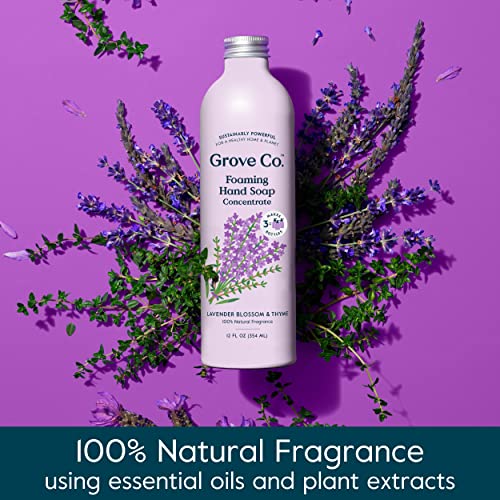 Grove Co. Hydrating Foaming Hand Soap Refills (2 x 12 Oz), Moisturizing Hand Wash, No Plastic or Parabens, Cruelty Free, 100% Natural Lavender Blossom & Thyme Scent (Pack of 2)