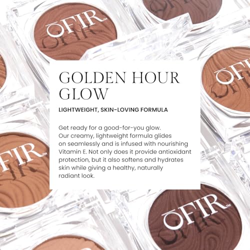 OFIR Geo Sculpt Blendable Cream Bronzer | Buildable Radiant Finish with Vitamin E | Vegan & Cruelty Free Makeup Bronzer | Sun Kissed Glow Compact For Sculpting Cheekbones |Bluff - Light Brown, 0.24 oz