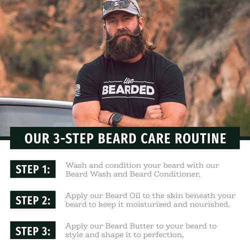 Live Bearded Beard Butter, 3 fl oz - Made in the USA - All-Natural Leave-in Conditioner and Softener with Shea | Tombstone Scent - Sweet Tobacco, Cedar