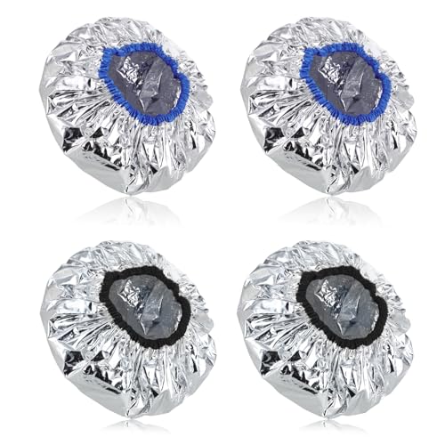 4PCS Aluminum Foil Heat Cap for Deep Conditioning, Waterproof Dustproof Thickened Shower Caps Reusable Heat Cap Processing Caps for Home and Salon Use, Hair Dyeing and Hot Oil Treatment Tools