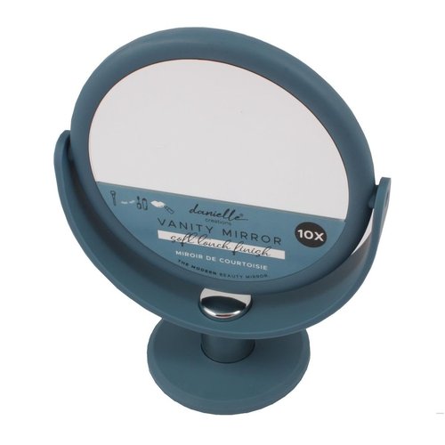 Danielle Creations 10x Soft Touch Round Vanity Mirror, Blue Stone