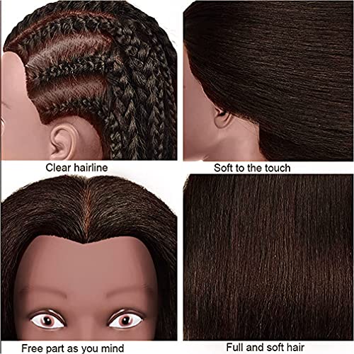 FABA 100% Real Hair Mannequin Head with Hair Doll Head Styling 20"-22" Cosmetology Manikin Practice Head Hairdresser Doll Head for Dyeing Cutting Braiding with Clamp Stand