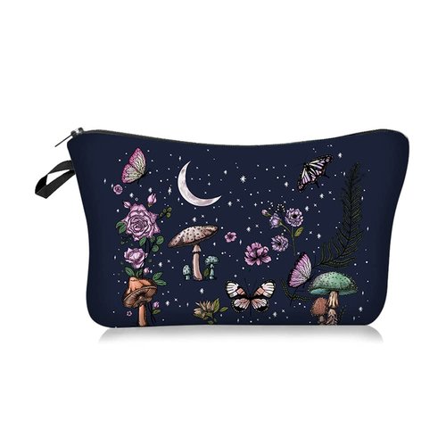 Aschar Allover Print Makeup Bag Organizer - Moon Phase 1 - Women's Travel & Daily Use Cosmetic Pouch