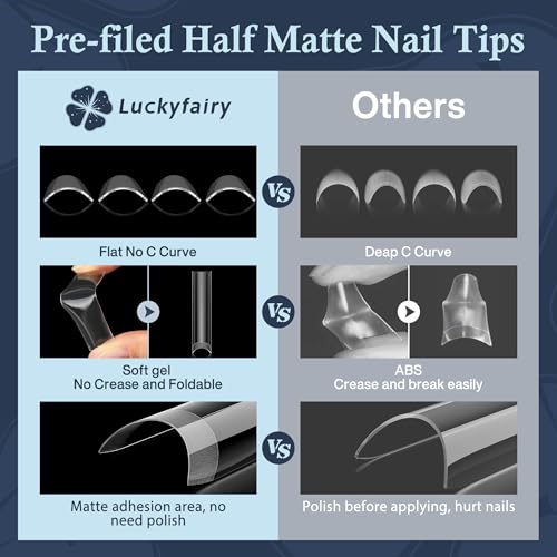 2XL Straight Square Nail Tips, No C Curve Gel Nail Tips Half Cover 240Pcs Extra Long Gel Tips Acrylic False Nail Tips Tapered Square Press On Nails For Nail Salons Home DIY 12 Sizes