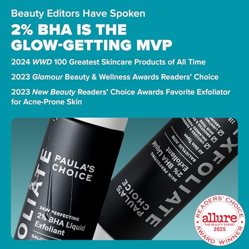 Paula's Choice SKIN PERFECTING 2% BHA Liquid Exfoliant with Salicylic Acid, Facial Polish for Enlarged Pores, Wrinkles & Fine Lines, Suitable for Blackhead-Prone Skin, Fragrance-Free