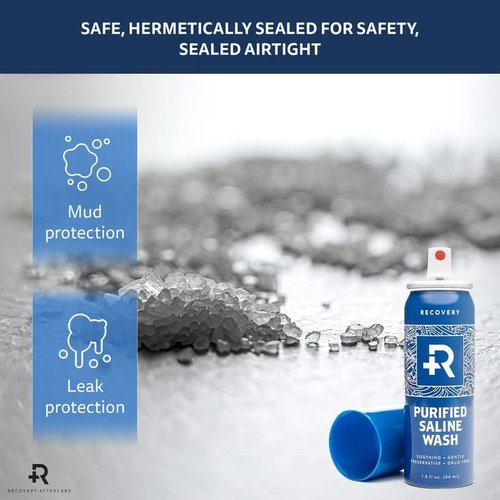 Recovery Aftercare - Purified Saline Wash - Piercing Aftercare Purified Saline Spray - Soothing & All Natural Piercing Cleaner (1.5 oz) (Pack of 2)