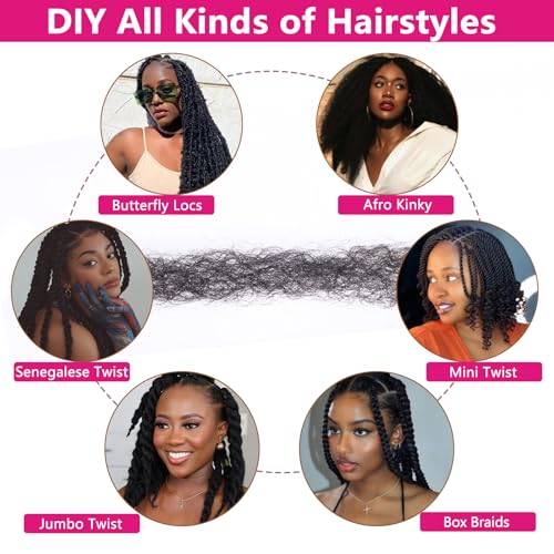 30 Inch Marley Twist Braiding Hair 8 Packs Pre-Separated Marley Hair Crochet Braids Black Long Springy Afro Kinky Hair for Crochet Locs Braiding Hair Extensions 1B#