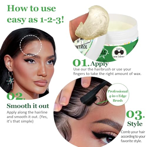 8.8 OZ Edge Control Wax for Women Strong Hold Non-greasy Edge Control Smoother Edge Wax Styling Gel Edge Control for Black Hair No Flaking, White Residue, Shine and Smooth (Sweet Melon)