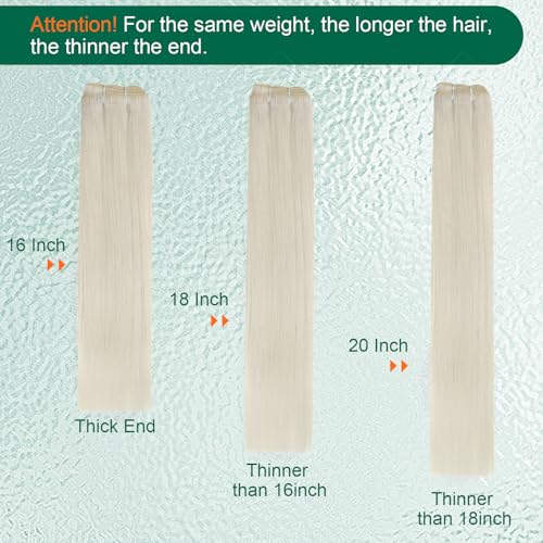 Easyouth 24In Sew in Hair Extensions Real Human Hair Blonde Weft Hair Extensions White Blonde Human Hair Extension Sew in White Hair Weft Extension Add Length and Volume 100G