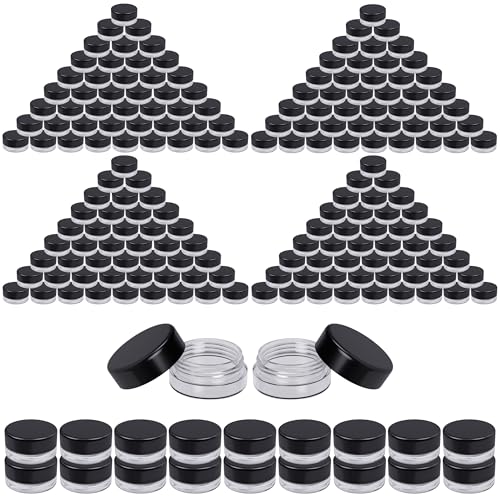 Houseables Sample Containers, Sample Jars, Lip Balm Containers, Mini Jars with Lids, Small, Empty for Makeup, Powder, Gloss, Cosmetic, Tiny, Chapstick, Dab, Wax, Scrub, Little, Plastic, 3 Gram, 200PK