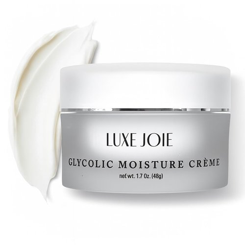 LuxeJoie Glycolic Moisture Crème – Exfoliating Face Cream with Glycolic Acid for Smooth, Radiant Skin – Hydrating, Lightweight Daily Moisturizer – 1.7 oz (48g)