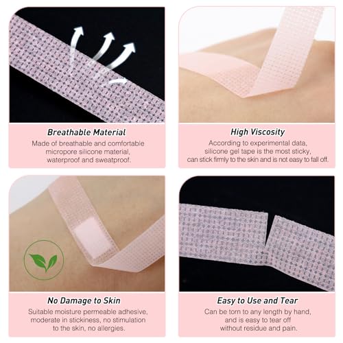 Obeyalash 3 Rolls Lash Extension Tape Silicone Gel Eyelash Tape for Lash Extensions, Latex Free Sensitive Skin, Micropore Breathable, Pain-Free Removal for Makeup Supplies(1in x 4yd,Green Blue Pink)