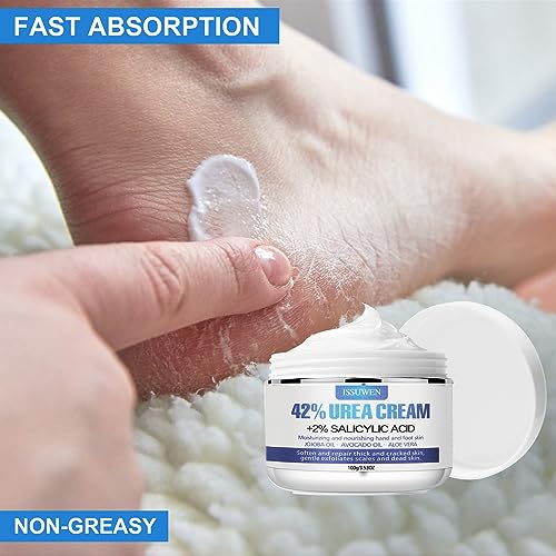 7.06OZ / 2 Pack Urea Cream 42% Plus Salicylic Acid 2%, Urea Foot Cream for Foot Care Cracked Heel Treatment Knees Elbows Hands Repair Treatment, Feet Moisturizer Corn Callus Dead Skin Deep Moisturizes