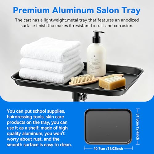 Salon Tray on Wheels,Premium Aluminum Tattoo Tray Rolling Tray with Adjustable Height,Salon Trolley Hairdresser Cart Suitable for Clinic,SPA,Dental