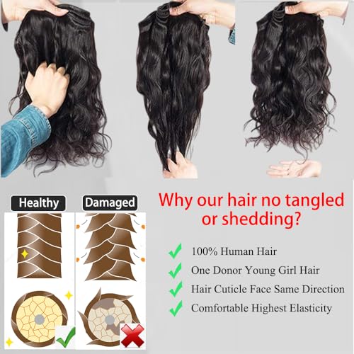12A Body Wave Human Hair Bundles With Closure(20 22 24+2X6 Lace Closure 18Inch) Brazilian Natural Black 2X6 Hd Lace Closure With Bundles Human Hair Extensions