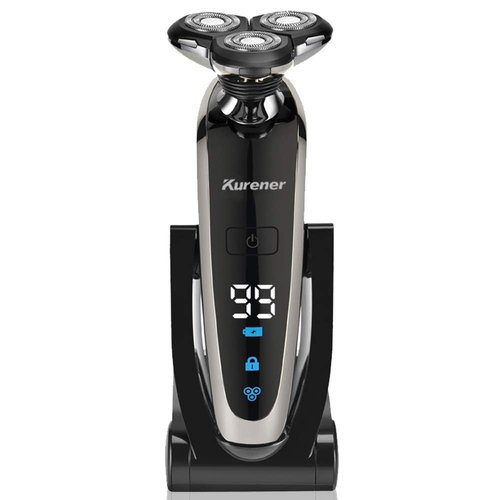 Kurener Electric Shaver Razor for Men Rechargeable 100% Waterproof Rotary for Shaving with Nose Trimmer Sideburns Trimmer Face Cleaning Brush