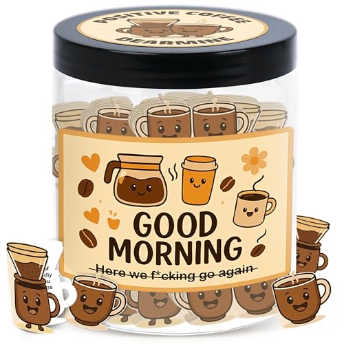 60 Positive Coffee Cards Jar, Coffee Gifts For Women and Men, Dad, Mom, Coffee Themed Lover Gift, Emotional Support Latte, Cheer Up Funny Gag Gifts for Best Friends, Coworkers