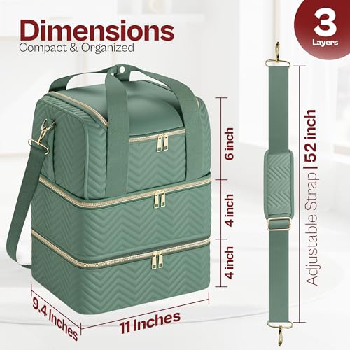 Castal Nail Polish Organizer Bag?3-Layer Nail Organizers and Storage Bag with Detachable Bottom Section?Holds 84 Bottles?Embroidered Nail Polish Case Organizer with Luggage Strap & Card Slot?Teal