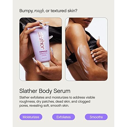 Topicals Slather Exfoliating Body Serum - With Retinol, Squalane, Urea and AHAs for Bumpy, Rough or Textured Skin - AHA Exfoliating Serum for Body (5 Fl Oz)