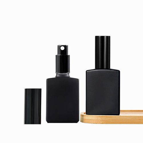 BEGIKET 12 Pack 1 oz Black Square Glass Perfume Spray Bottle, 30ml /1 oz Fine Mist Atomizer Spray Bottles Refillable, for Perfume, Essential Oil and Liqui (Black)