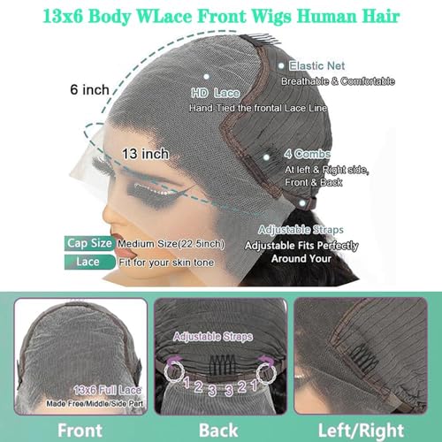 30 Inch Lace Front Wig Human Hair Pre Plucked 200% Density Body Wave 13x6 Lace Front Wigs Human Hair HD Frontal Glueless Wigs Human Hair with Baby Hair