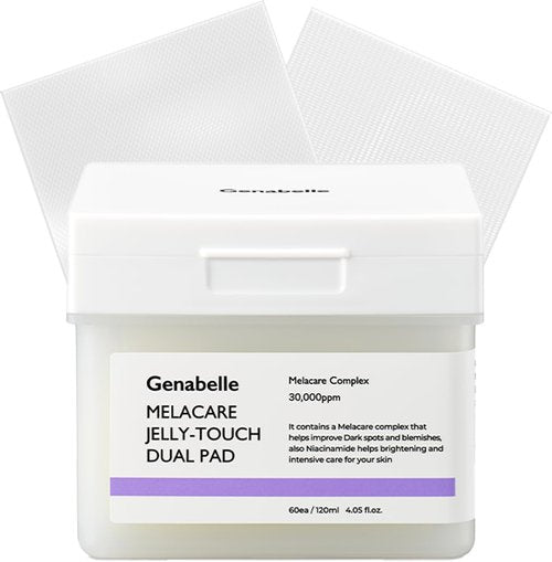 Genabelle Melacare Jelly Touch Dual Pad – Radiance-Boosting & Hydrating Toner Pads with Niacinamide & Tranexamic Acid – Targets Dark Spots and Hyperpigmentation – 4.05 fl oz