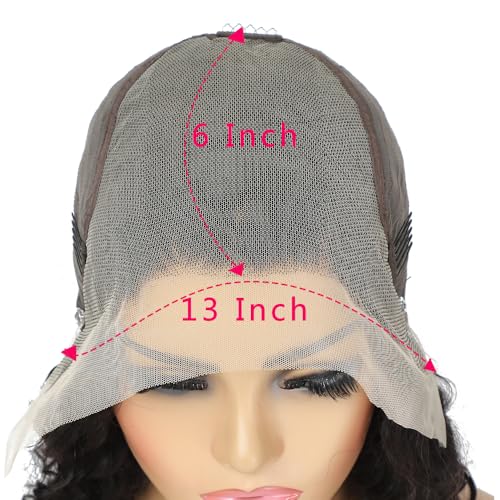 QinMei 13x6 Lace Front Wigs Human Hair Deep Curly Lace Frontal Wigs Human Hair for Black Women Wet and Wavy Glueless Wigs Human Hair Pre Plucked with Baby Hair Natural Color 28 Inch
