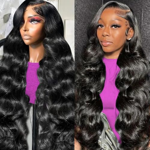 30 inch Body Wave Lace Front Wigs Human Hair 200% Density Pull Go 13x6 HD Transparent Glueless Human Hair Wig for Women Pre Plucked Pre Cut Bleached Knots with Baby Hair