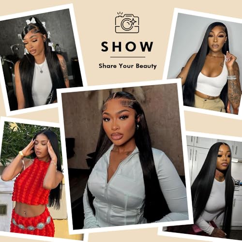 Beauty Queen 16A 13x4 Lace Front Wigs Human Hair Straight HD Lace Front Wigs Pre Plucked 22 Inch Brazilian Straight Human Hair Wigs 220 Density Raw Human Hair Wigs for Women Natural Black Color