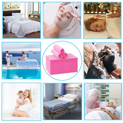 100 Pcs Disposable Bed Sheets 31" x 71" Massage Table Sheets Non Woven Fabric SPA Bed Cover Breathable for Massage Beauty Tattoos (100 Pcs Pink)