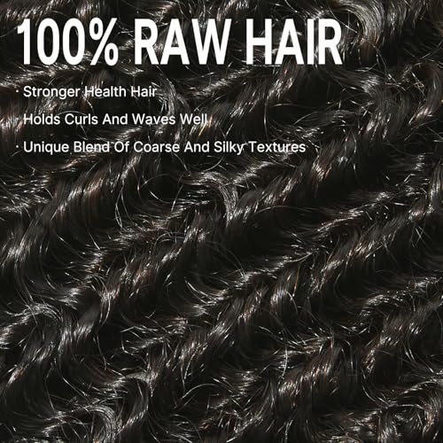 ASHINE Hair Bundles Unprocessed Burmese Raw Human Hair, 50% Less Shedding and Tangling Than Regular, 3 Bundles Deep Curly 14 16 18 Inch Natural Black