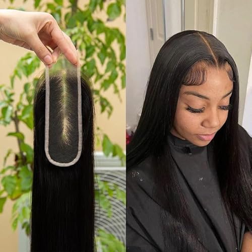 KRN 2x6 HD Lace Closure, 0.10mm Ultra-thin Invisible Swiss HD Lace Closure Pre Plucked with Baby Hair Long Deep Parting 2x6 Lace Closure Virgin Human Hair Natural Black Color 12 Inch