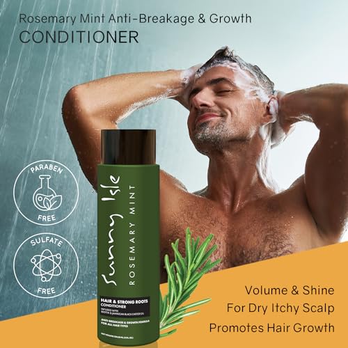 Sunny Isle Rosemary Mint Hair & Strong Roots Conditioner 12oz | Anti-Breakage & Growth Formula | Infused with Biotin & Jamaican Black Castor Oil | All Hair Types