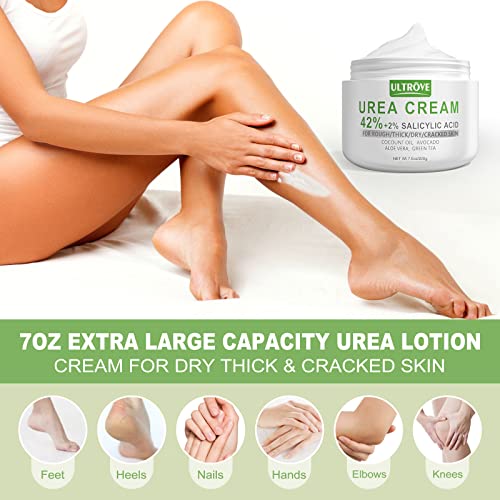 Urea Cream 42% with 2% Salicylic Acid, Callus and Dead Skin Remover, Deeply Moisturize, Repair Dry, Cracked, Rough Skin of Heel, Elbow and Knee, Effective Urea Foot Cream(7oz)