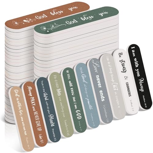 50 Pcs Christian Gifts for Women Bulk Christian Nail File Bulk Mini Bible Scripture Emery Board Nail Files Religious Appreciation Gifts for Employee Teacher Staff Coworker Women (Morandi)