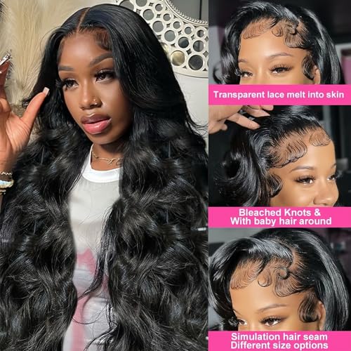 32 Inch 13x6 Lace Front Wigs Human Hair Body Wave Wigs for Black Women Human Hair 180% Density Wig HD Transparent Lace Frontal Glueless Wigs