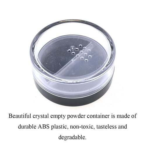 HAHIYO 3Pcs 20ml/0.68oz Plastic Empty Travel Compact Case Makeup Cosmetic Jar Refillable Powder Box No Leak Holder with Rotatable Sifter and Black Screw Lid