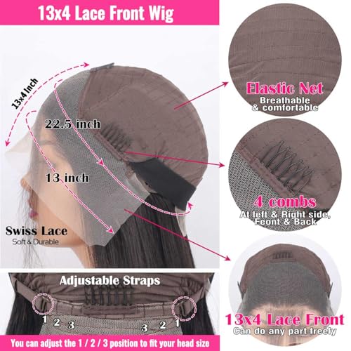 Holiden 200% Density 10 Inch Short Bob Wig Human Hair 13x4 HD Lace Front Wigs Straight Bob Lace Front Wigs Glueless (13x4 Black Straight Wig, 32 Inch)