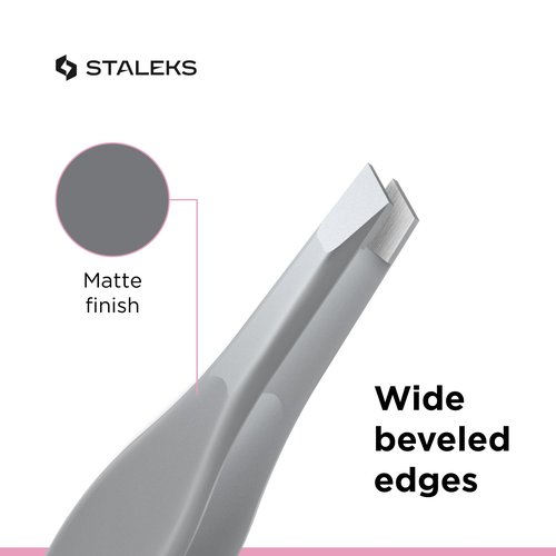 STALEKS BEAUTY & CARE 30 Type 3 Eyebrow Tweezers – Wide Beveled Stainless Steel with Ergonomic Handles for Thick Brows & Home Use