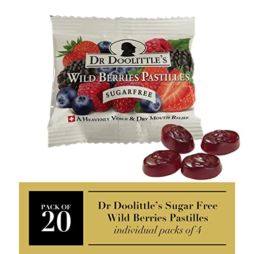Dr. Doolittle¡¯s Sugar Free Soft Fruit Pastilles for Voice and Throat, Wild Berries Flavor, Travel Size Bag,0.33 ounces approximately 4 Count Package, 20 Pack