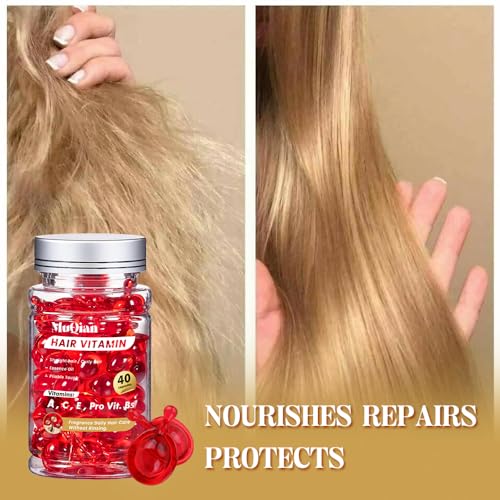 Hair Treatment Serum Capsules - Hair Treatment Serum - Vitamins A C E Pro B5 - No Rinse Conditioner for Women & Men
