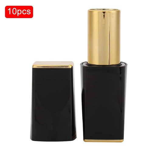 Sonew DIY Empty Lip Balm Bottles Lipstick Tubes Bottom Containers, Homemade Lipsticks Tube with Lid, Bright Black Matte Magnetic Clasp Tube(10PC-Bright Black)